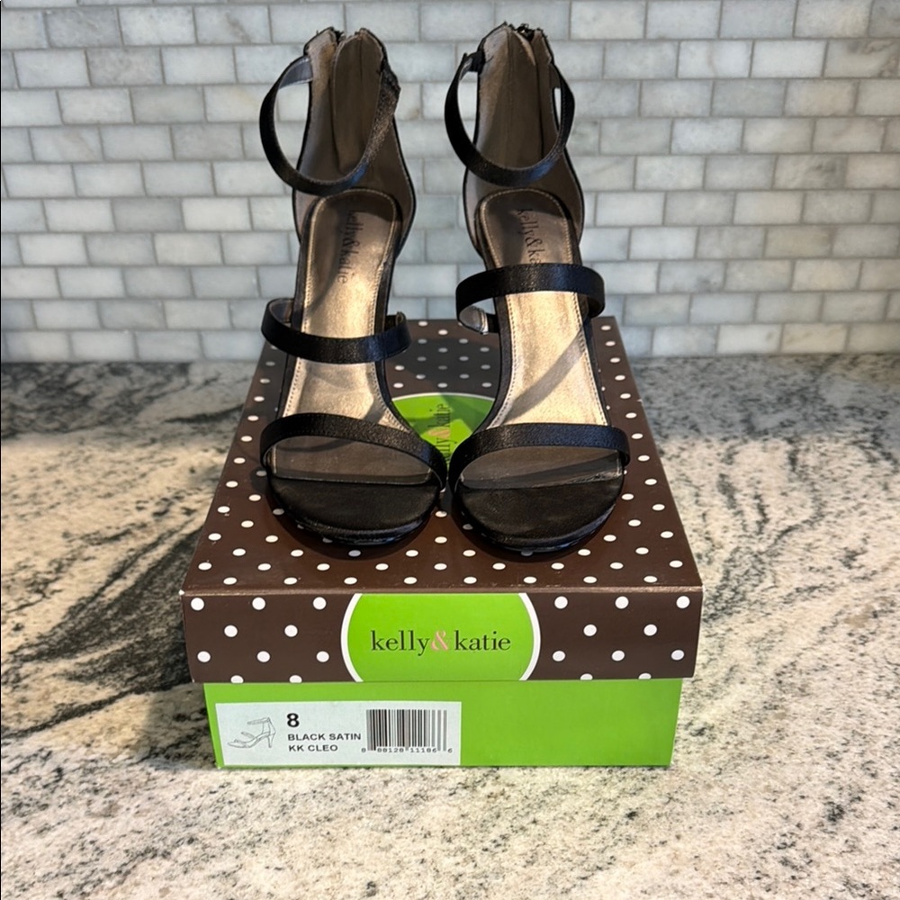 Kelly & Katie Black Satin Women's Heels